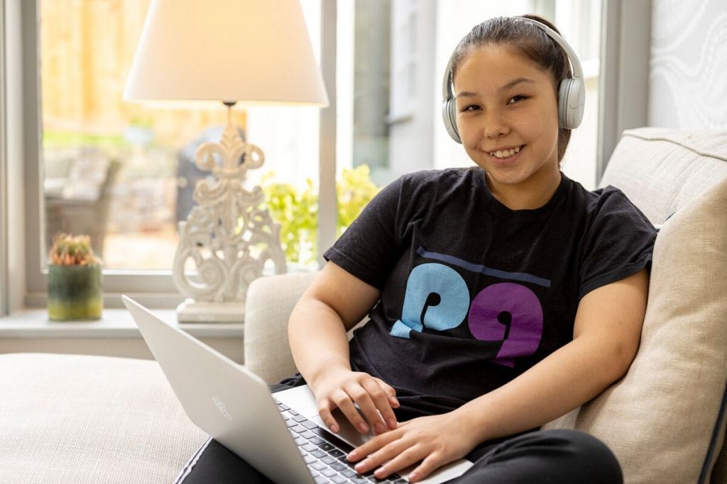 Anna Hursey doing remote learning with King's InterHigh