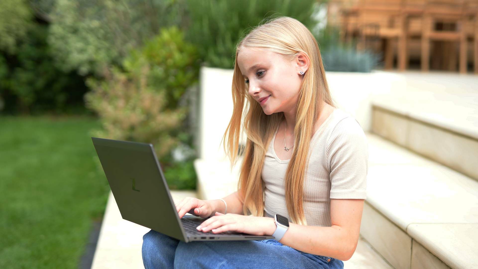 Student learning from their garden
